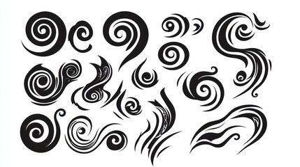 Abstract swirls design elements; white background; graphic design; website decoration