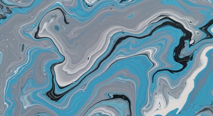 Abstract fluid art background with blue gray black and white colors