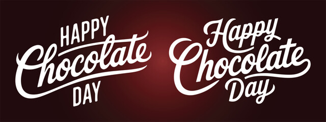 Happy Chocolate day hand-drawn lettering typography text set with chocolate color gradient background
