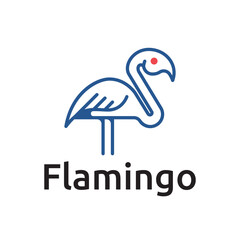 Beautiful Flamingo Bird Nature Animal in the Jungle Line Logo Template