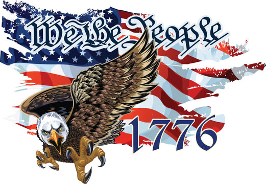 American eagle with USA flags