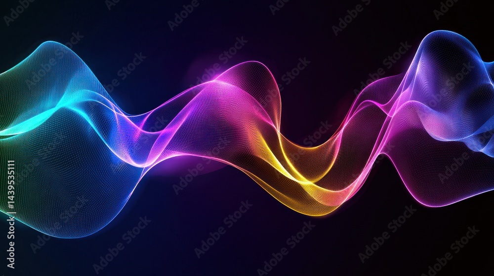 Canvas Prints abstract glowing waves in dark space