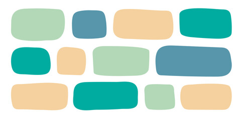 Abstract geometric text box. Empty doodle speech bubbled, rectangle simple highlights shapes, random form elements. Isolated. Vector illustration