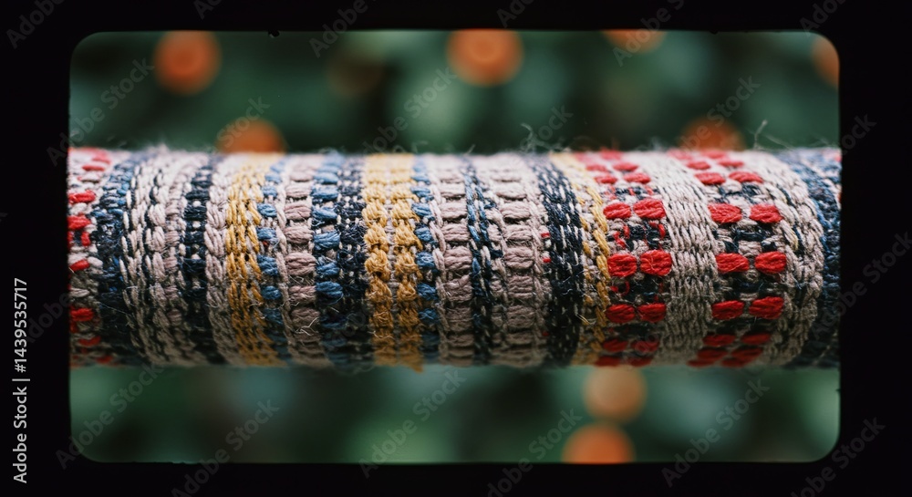Poster a colorful piece of fabric with a red stripe