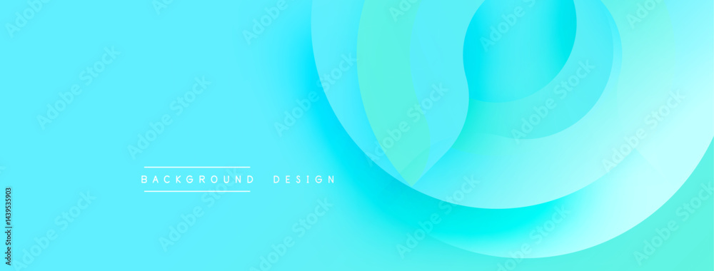 Leinwandbilder Abstract turquoise background. Smooth layers create flowing circular shapes, modern design element. Minimalist aesthetic, clean composition.