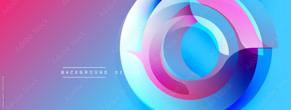 Aufkleber Abstract gradient circles overlap, creating dynamic visual effect. Pink, blue hues dominate composition. Modern background design element.