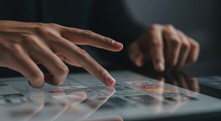 Close-up Hands Using Modern Tablet Device