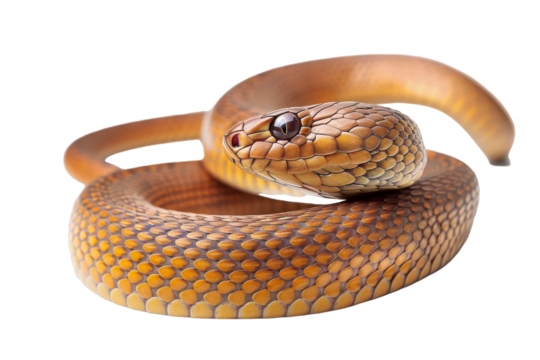 The Eastern Brown Snake: A Closer Look Isolated On White Background.