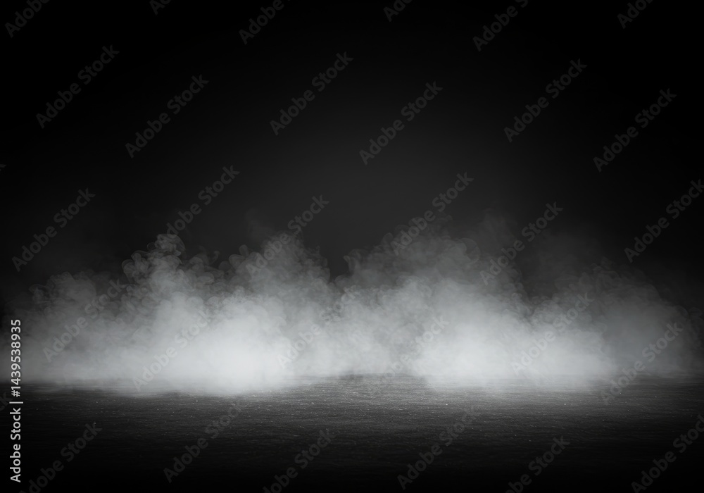 Wall mural dark background with dense smoke effect on the floor for compositing