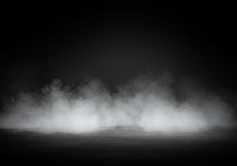 Fototapeta premium Dark background with dense smoke effect on the floor for compositing