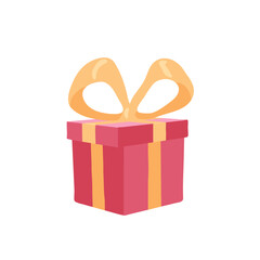 Vector illustration with a pink gift box and a yellow bow on a white background