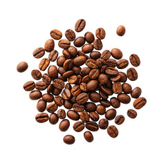 Naklejka premium Roasted Coffee Beans Scattered Close-Up on Transparent Background