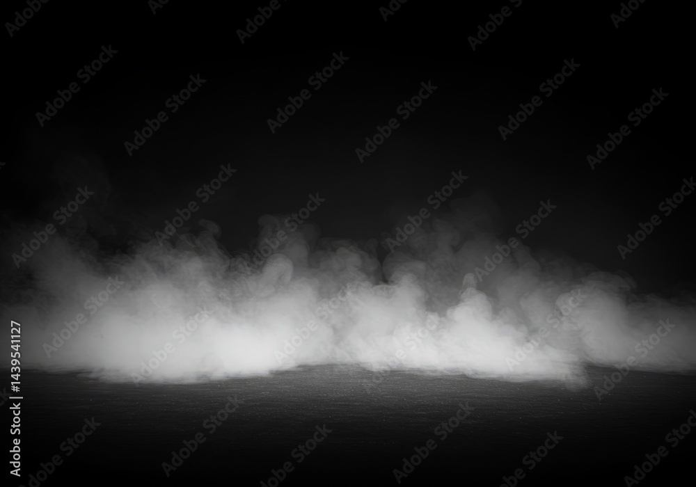 Wall mural Ethereal fog rolling across a dark surface creating a mysterious atmosphere