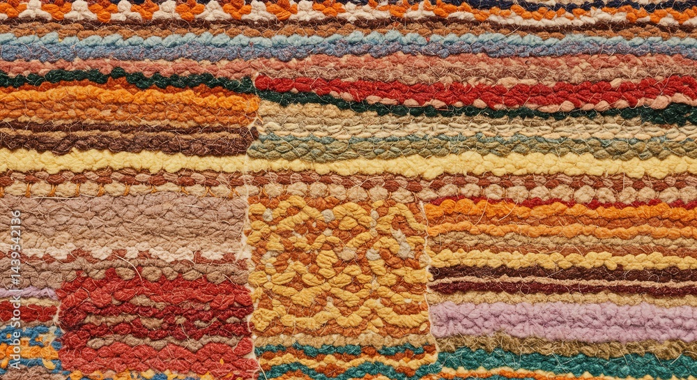 Aufkleber A colorful patchwork rug with a variety of colors and patterns