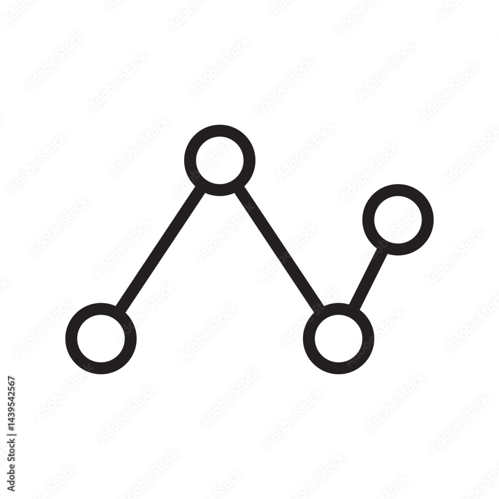 Poster business analytics icon representing data growth and performance trends with connected nodes and lin