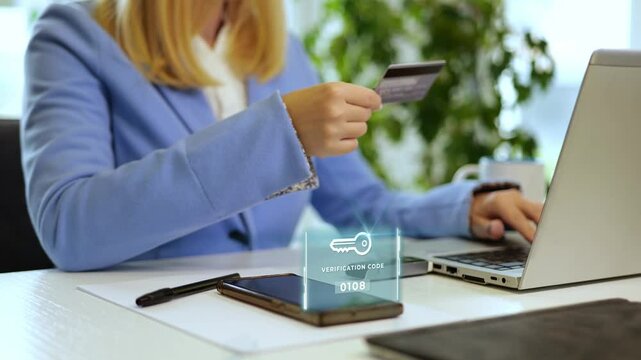 Online banking payment with 2FA verification code sent to mobile phone