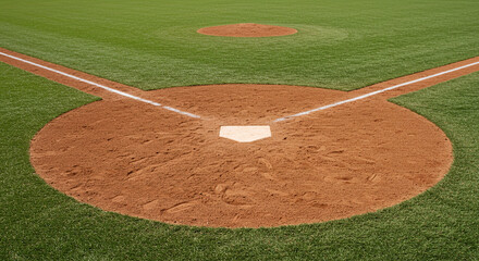Aerial View of Baseball Field Home Plate and Infield Ready for Game Day