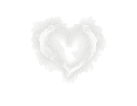 heart shaped white smoke isolated on white or transparent png