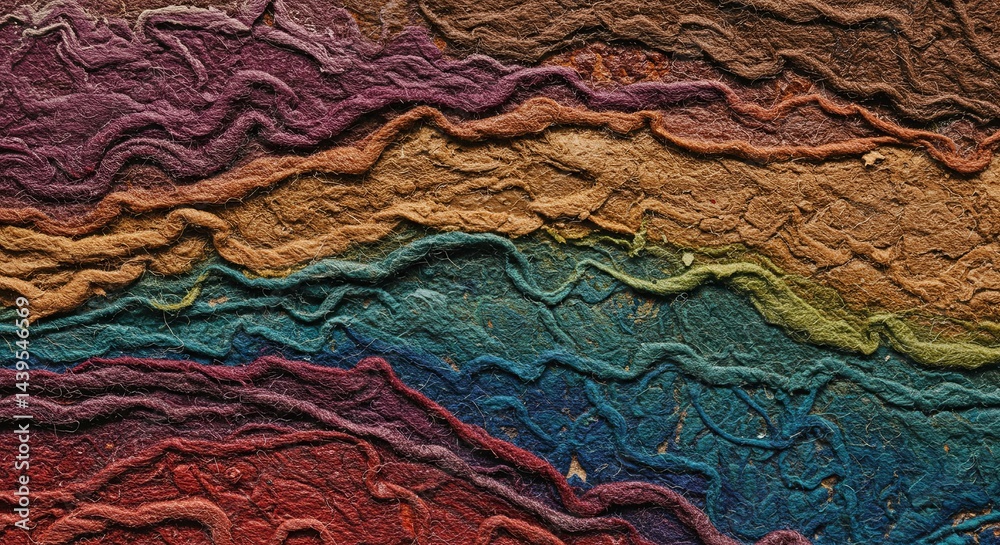 Aufkleber a colorful, multi-colored piece of fabric with a wave pattern