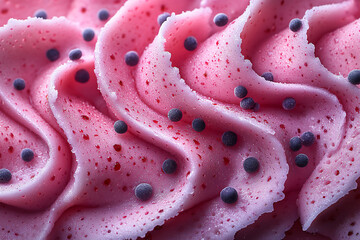 abstract food texture: close-up frosting swirls fruit patterns