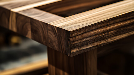 Close-Up of Handcrafted Wooden Furniture Joint