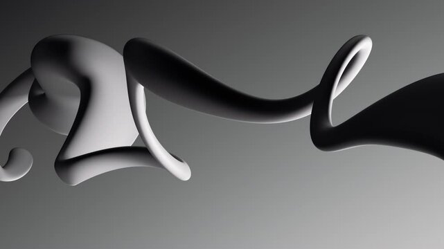 looping 3d animation, intro of an abstract morphing shape, isolated on grey background