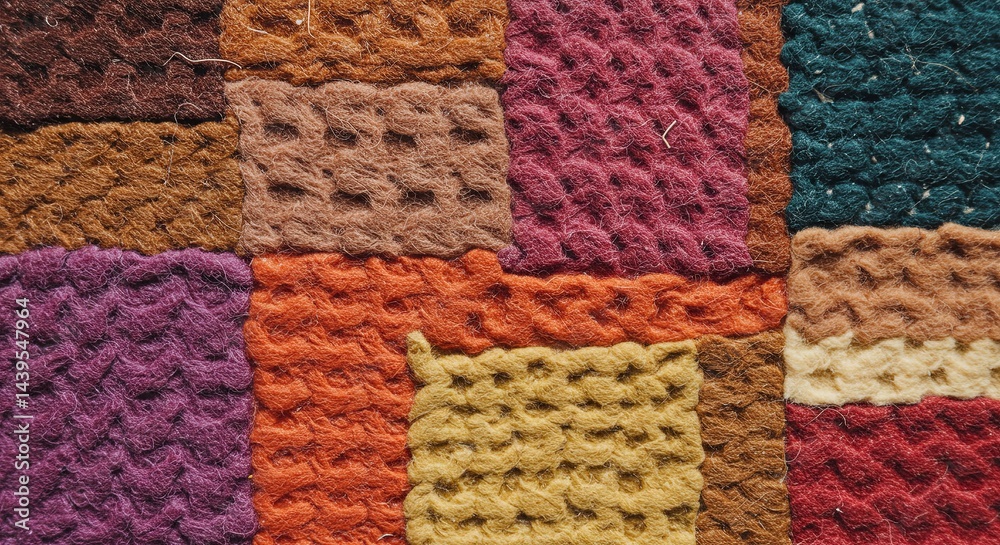 Poster a colorful patchwork quilt with a variety of colors and textures