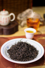 Maojian tea is a type of green tea or yellow tea, traditional Chinese tea and glass tea set