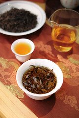 Maojian tea is a type of green tea or yellow tea, traditional Chinese tea and glass tea set