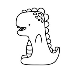 Dinosaur hand drawn. Scandinavian dino linear style. Cute children's drawing of monster character, dinosaur, animal. Creative kids drawing, Sticker, coloring book, kids print t-shirt, wrapping