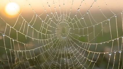 Obraz premium spider web with dew drops