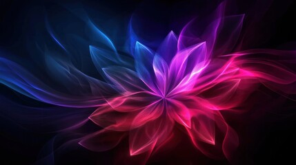 Abstract glowing flower shape in dark space