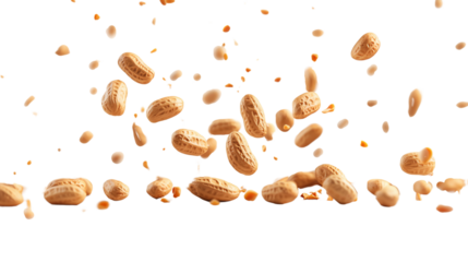 Peanuts dance playfully around, PNG, created with Generative AI