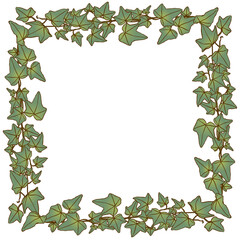 ツタの葉でできたリース　正方形
