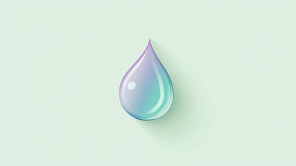 Pastel Gradient Water Drop Icon on a Light Green Background. A beautiful pastel gradient drop of water icon displayed on a soft green background, symbolizing freshness and purity.