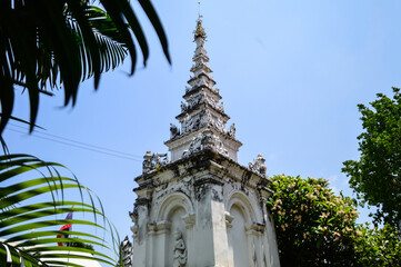 white Pagoda, Lanna Architecture, Symbols of Buddhism, South East Asia at Wat Maha Wan, Chiang Mai, Northern Thailand