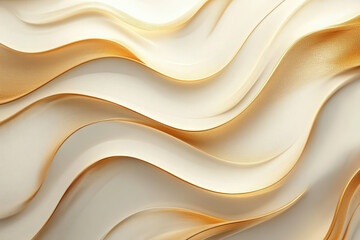 Obraz premium Elegant Gold and White Flowing Texture. A beautiful, luxurious background image with flowing curves of white and gold.