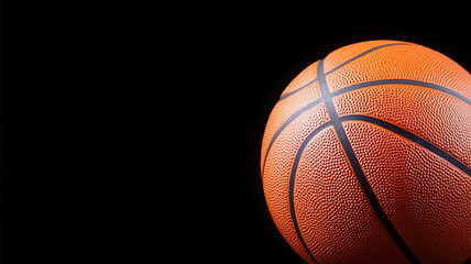 macro of a basketball ball in black background