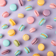 Obraz premium Pastel Macarons Flat Lay: Delicious French Pastry Background