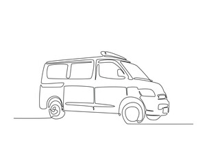 Ambulance car outline drawing vector illustration. one continuous line drawing of ambulance vehicle.