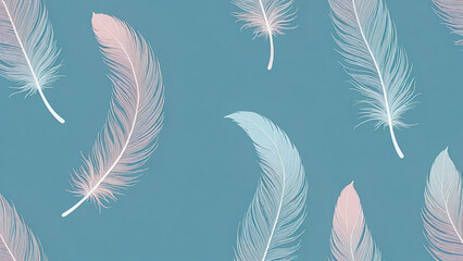 Delicate Feathers with Pastel Tones Floating in a Gentle Arrangement