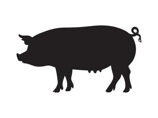 Fototapeta premium Vector pig silhouette. Pig silhouette icon isolated on white background.