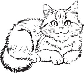 Cat character icon hand drawing line art vector illustration