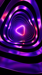 Abstract iridescent background, linear neon rounded triangle glow in ultraviolet spectrum