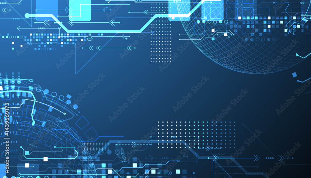 Fototapete abstract circuit board background with sphere. hi-tech digital technology concept. vector.