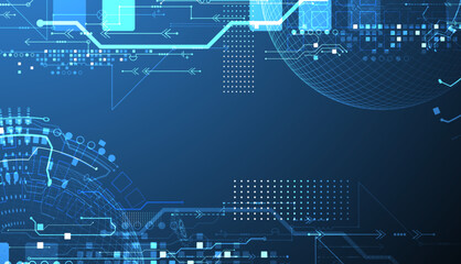 Abstract circuit board background with sphere. Hi-tech digital technology concept. Vector.