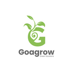 G Nature Logo Design with illustration of a growing seed trees