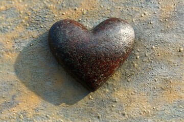 Heart-Shaped Stone on a Textured Background Symbolizing Love and Emotional Connection