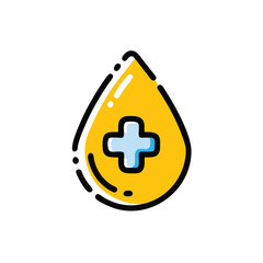 blood drop with medical cross blood donation test on white background for web and graphic design