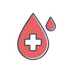 Fototapeta premium blood drop with medical cross blood donation test on white background for web and graphic design